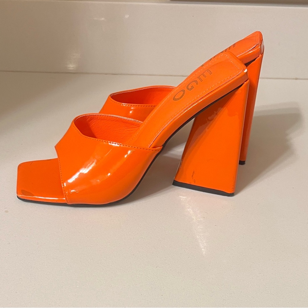 Orange Women's Heeled Mules. Size 9. Very Comfortable!
